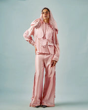 Necklace Drape Top & Tassels Godet Trouser Set