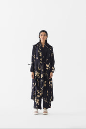 Black Sakura Trench Coat