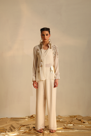 Pleat Foil Circle Shirt Set