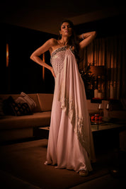 Pure Silk Satin One Shoulder Gown