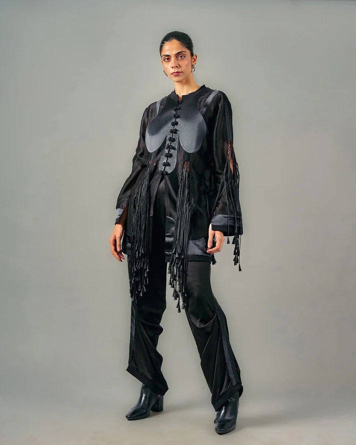 Cut Out Tassels Jacket & Pick Up Trouser Set