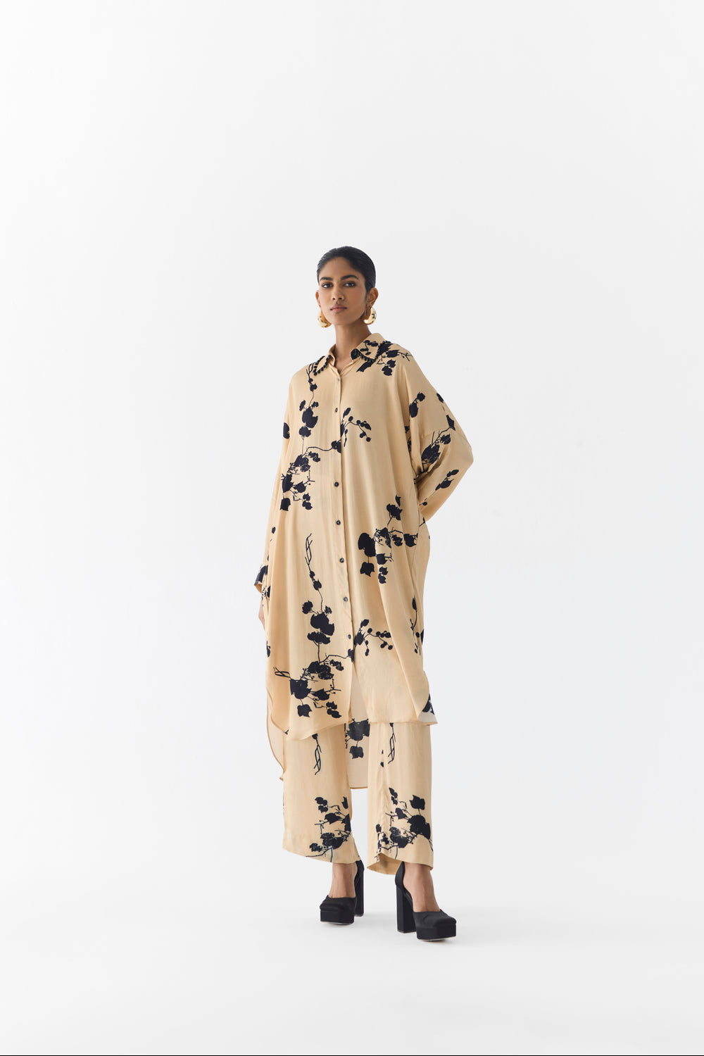 Cream Sakura Kurta Shirt & Pants