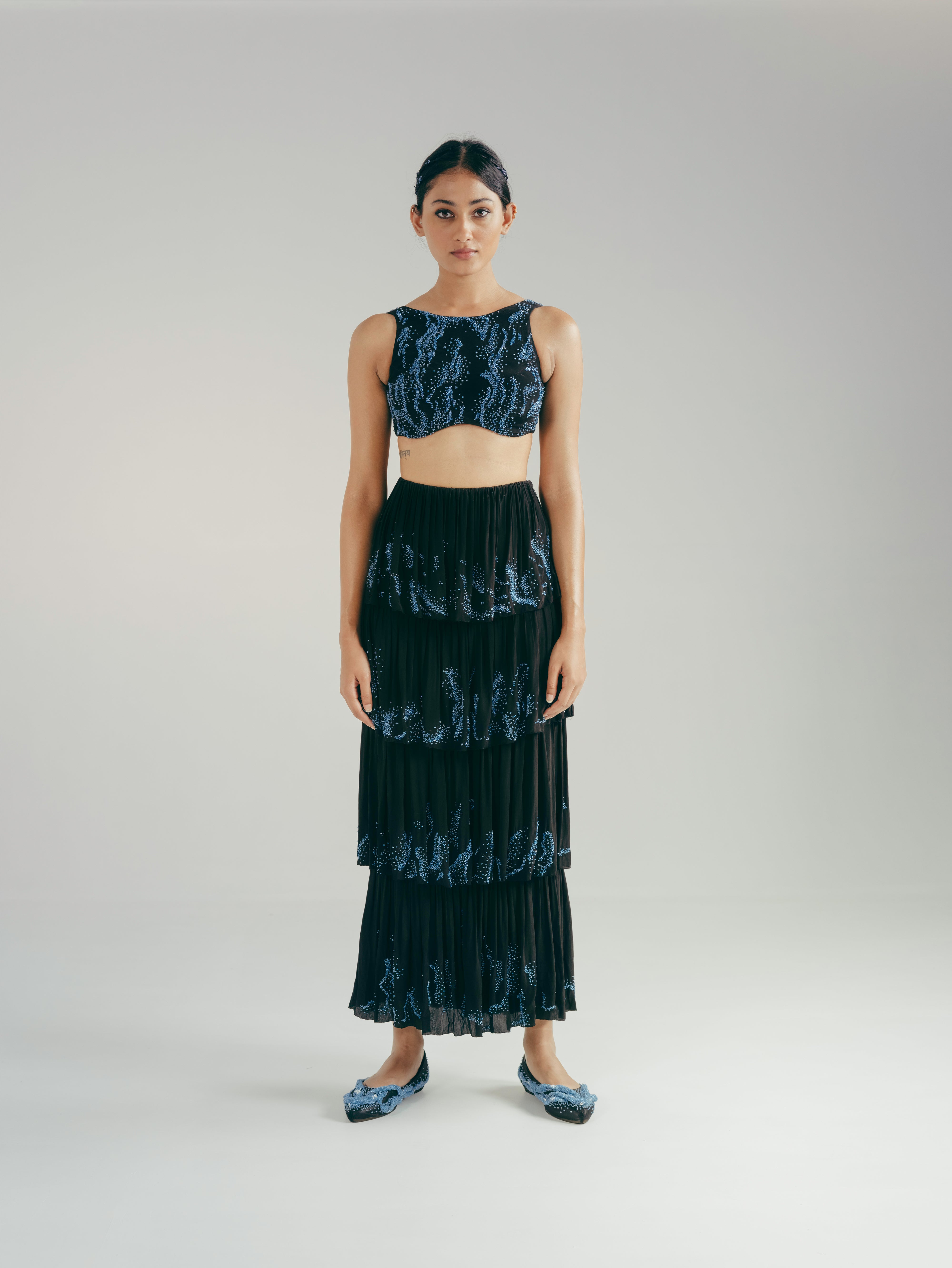 The Droplets Bustier And Tiered Skirt Set
