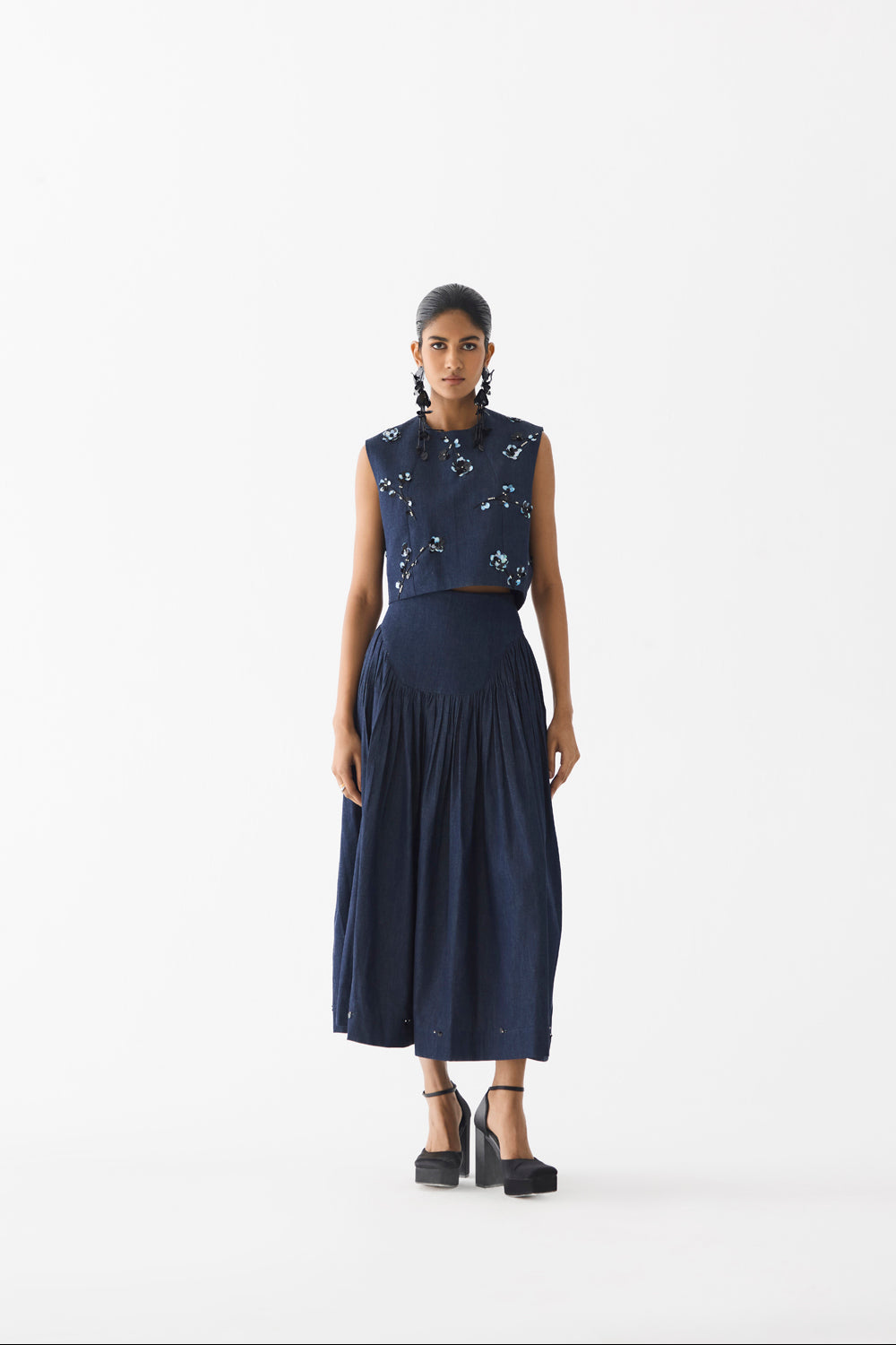 Calla Denim Crop Top & Skirt