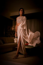 Ivory Pre Draped Saree