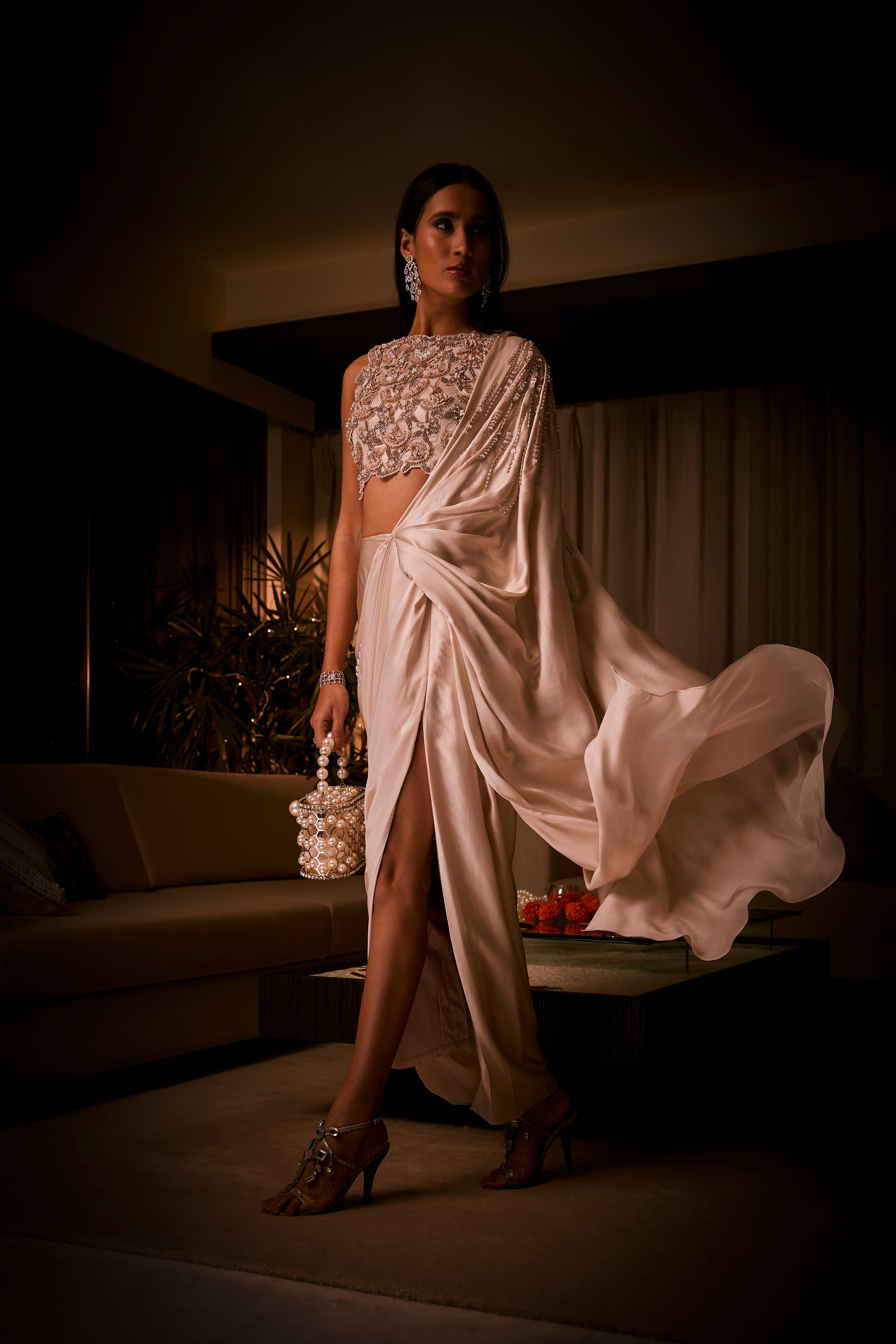 Ivory Pre Draped Saree