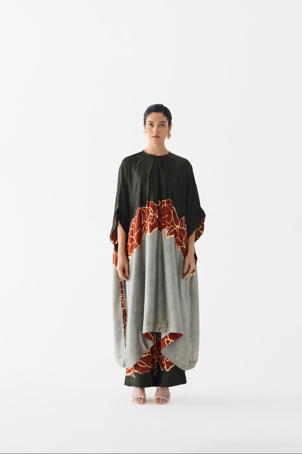 Red Alba Kimono Kurta & Pants