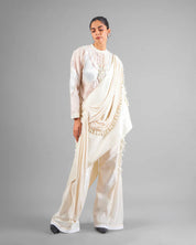 Patchwork Ornament Top & Outline Godet Trouser Set