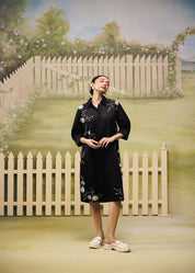 Midnight Bloom Shirt Dress