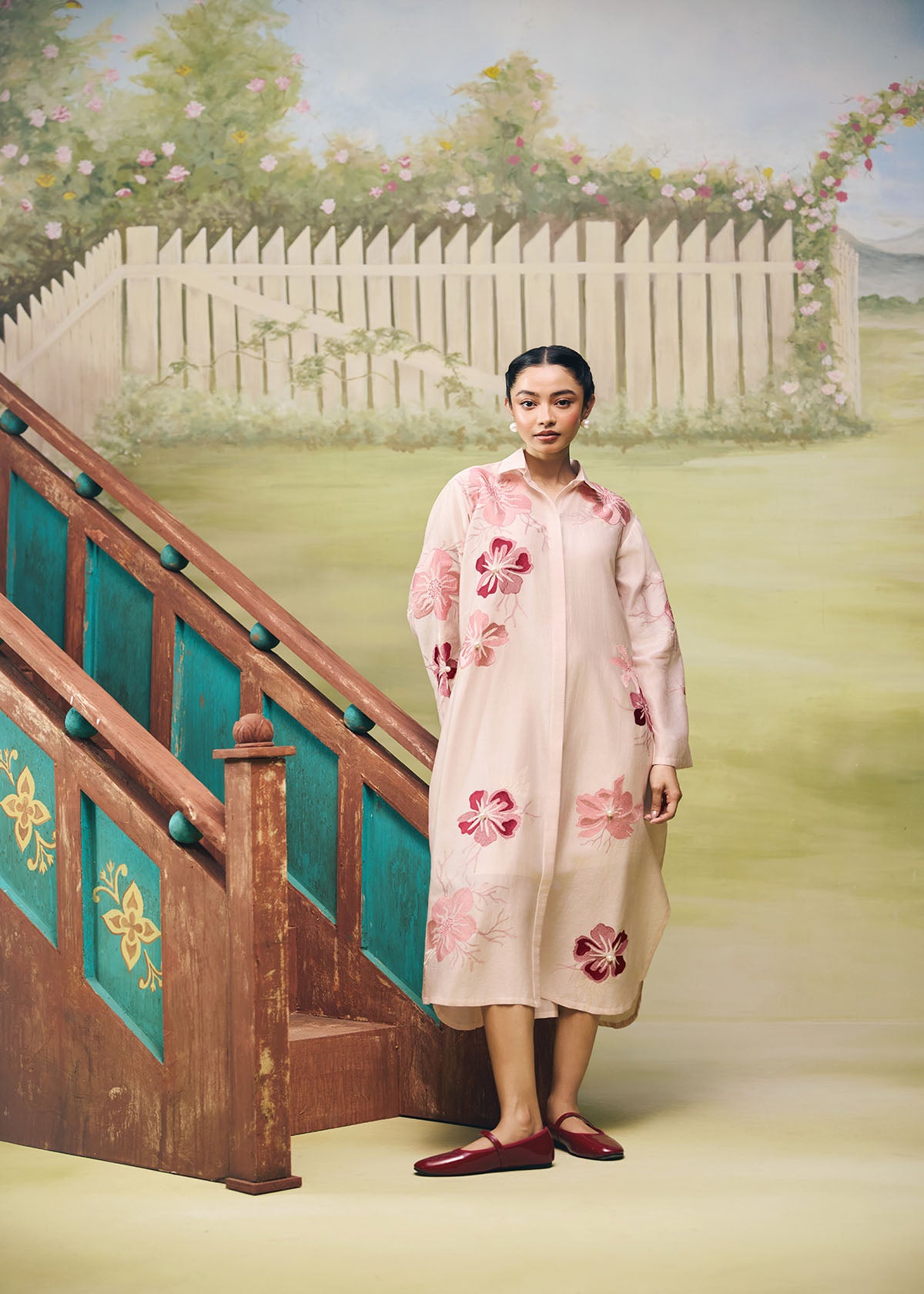 Rose Bloom Elongated Shirt Dress