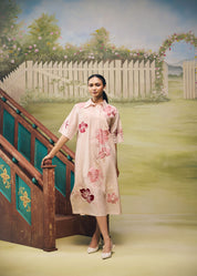 Rose Bloom Midi Shirt Dress