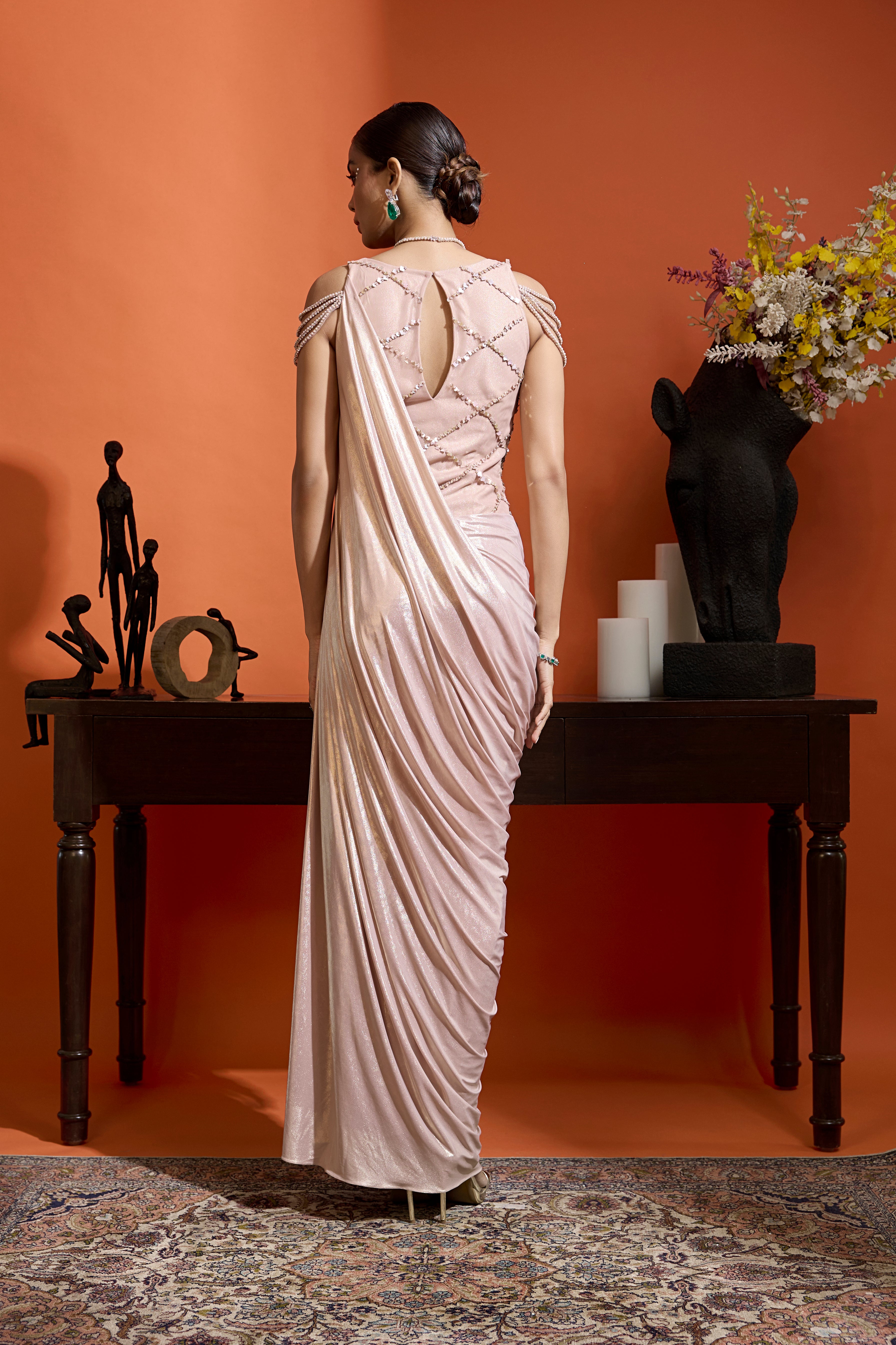 Champagne Pink Drape Gown