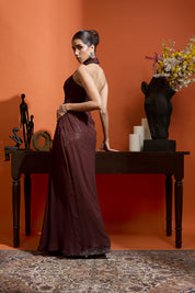 Halter Ombré Drape Gown