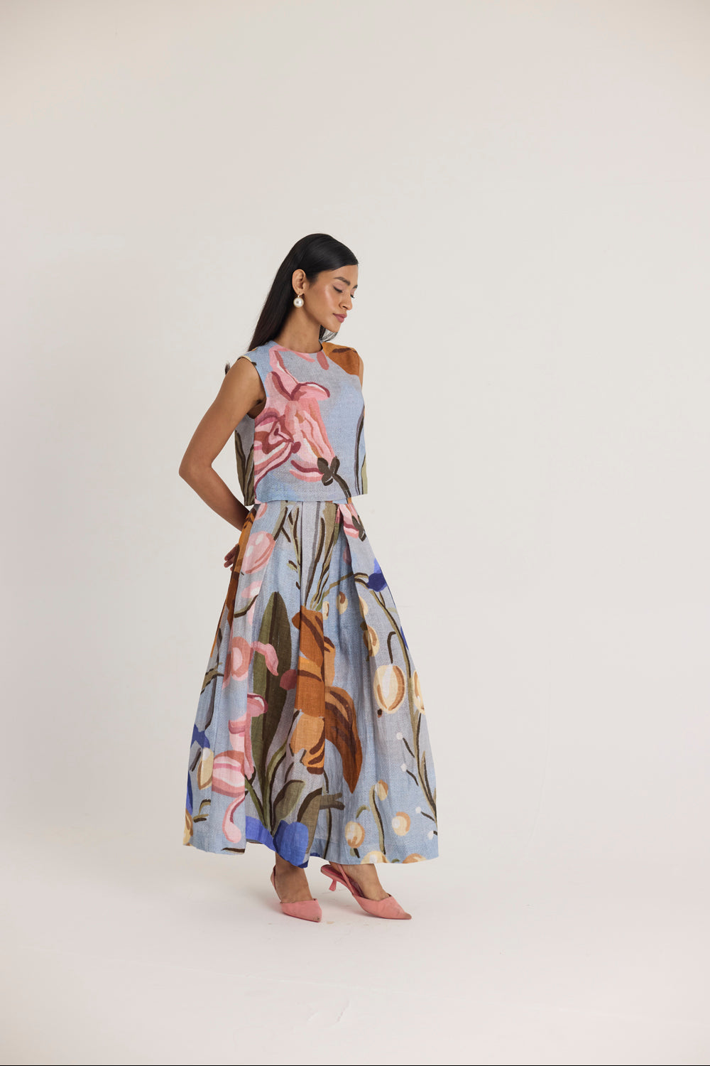 Nico Linen Top & Skirt Set