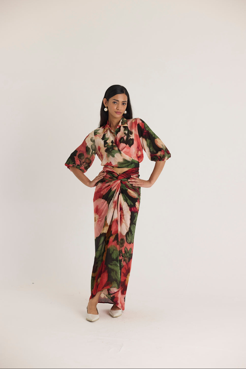 Scarlett Tie-up Top & Skirt Set
