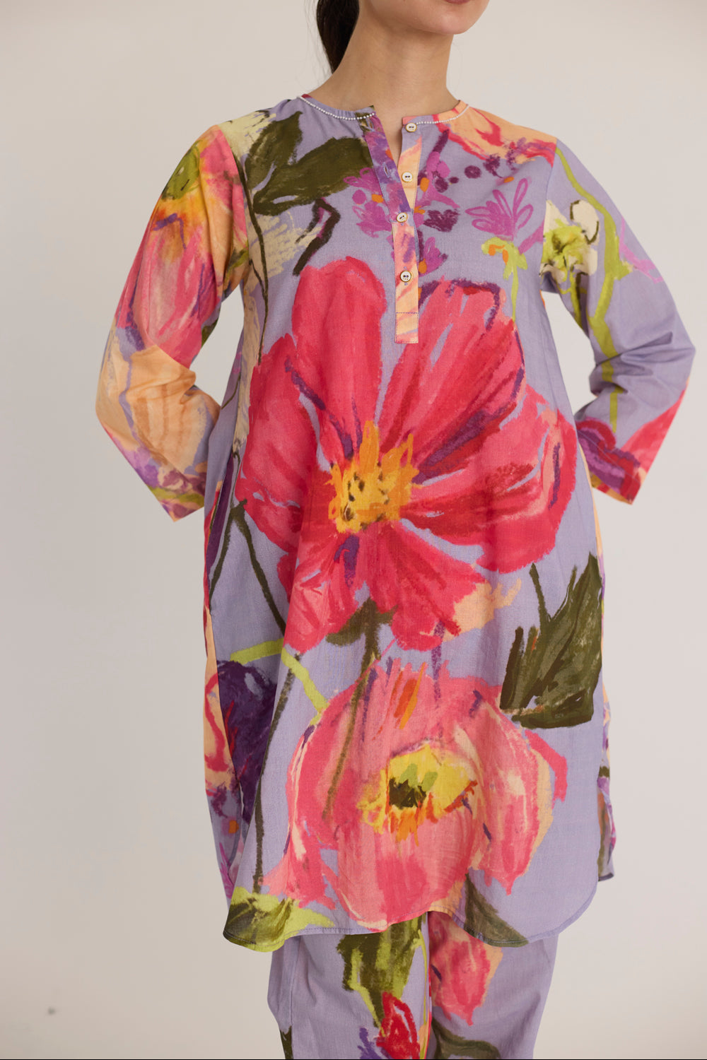Dolly Purple Short Cotton Kurta Set