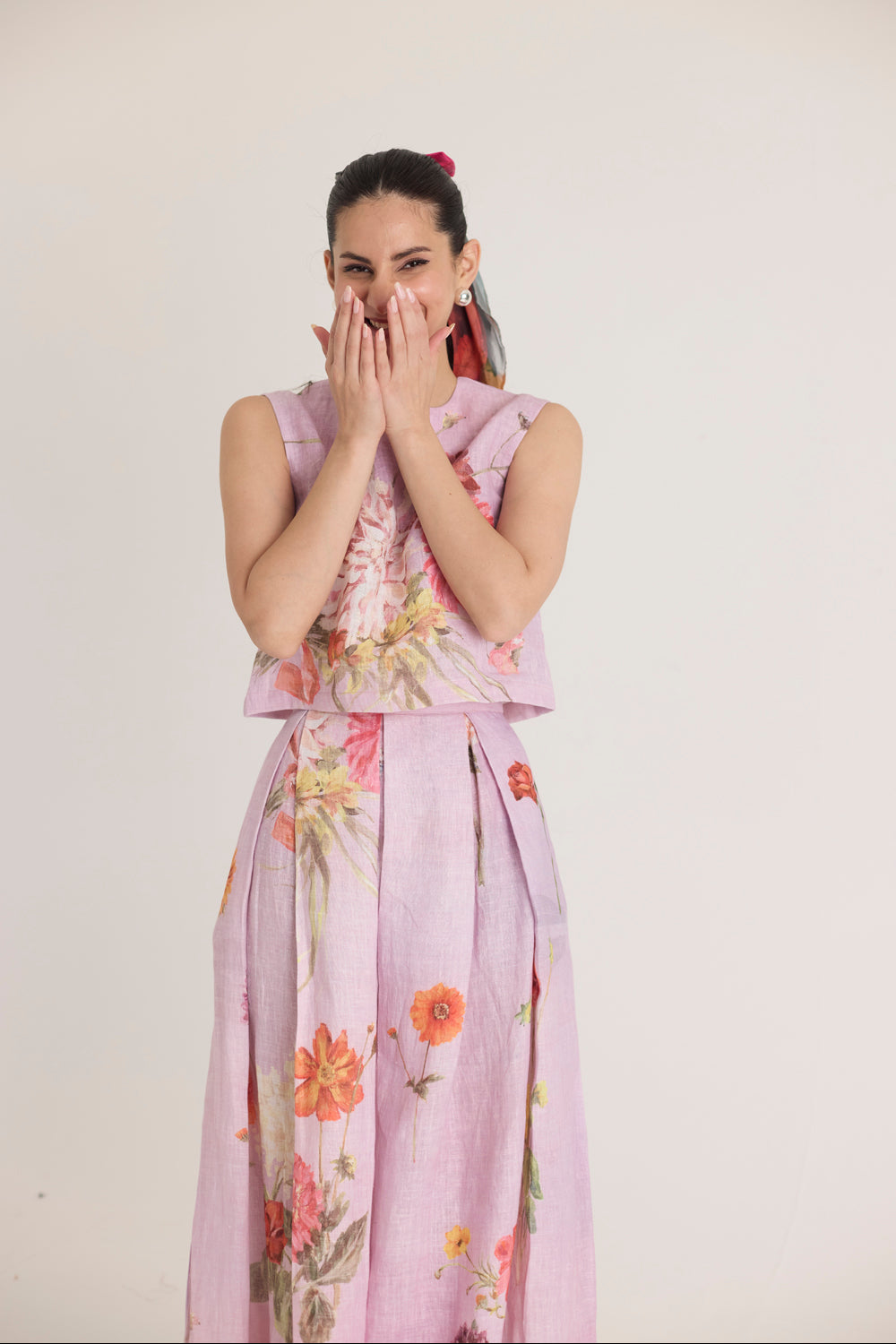 Giggle Berry Linen Top & Skirt Set