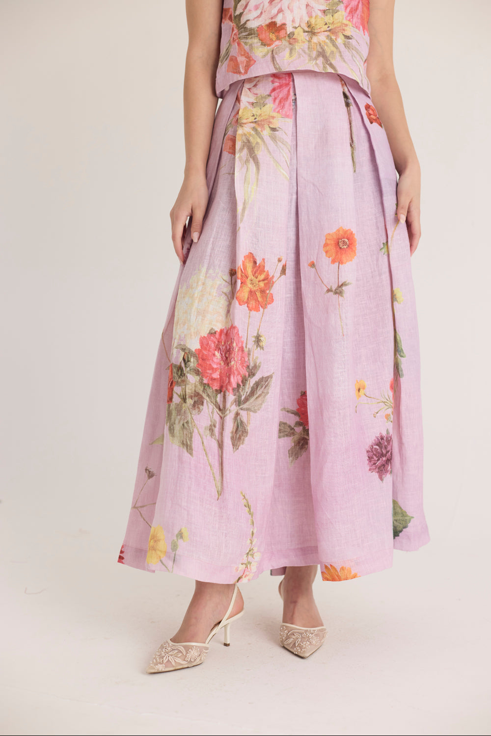 Giggle Berry Linen Top & Skirt Set