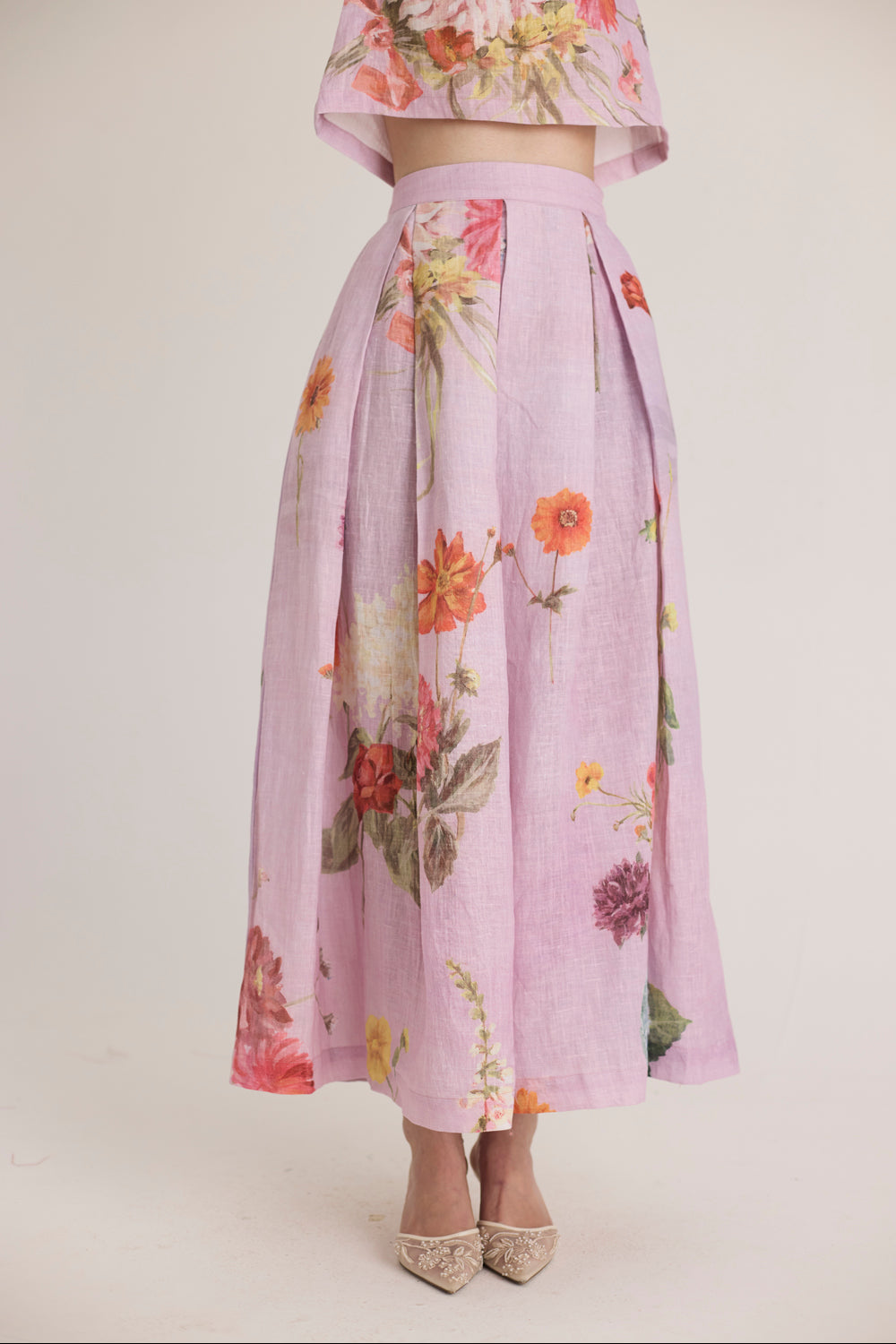 Giggle Berry Linen Top & Skirt Set