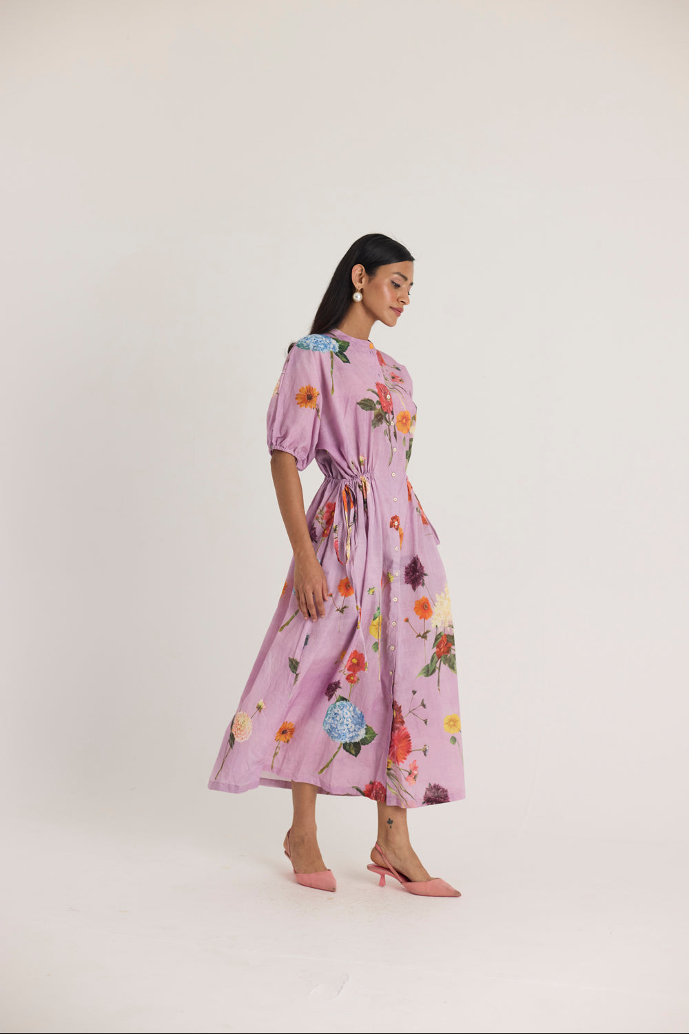Giggle Berry Lilac Side Tie Up Dress