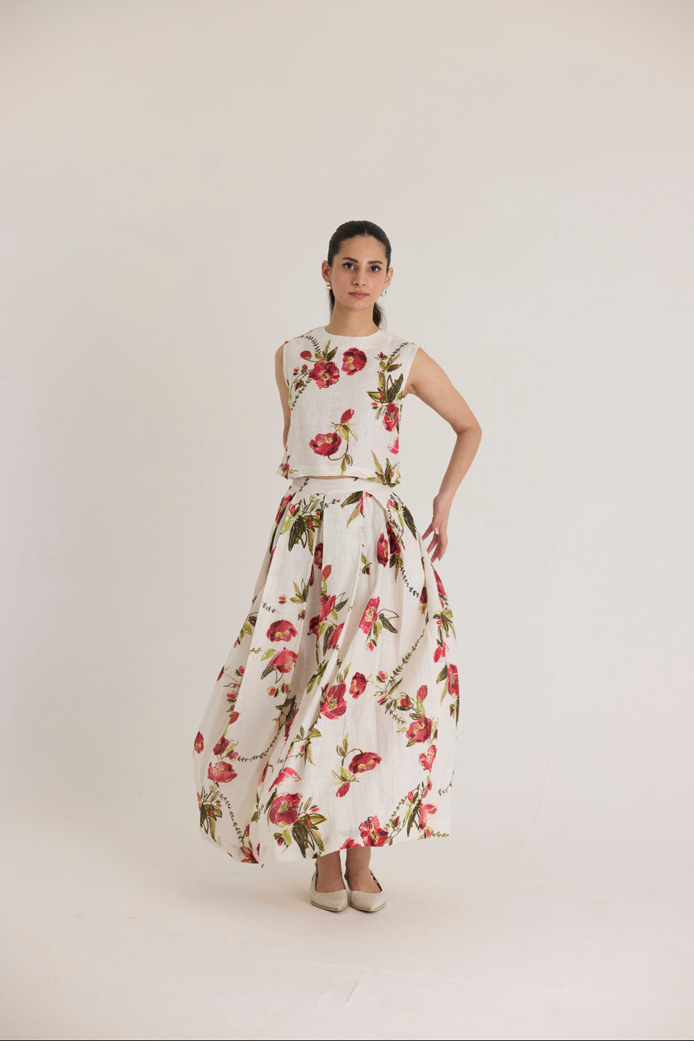 Rosita Linen Top & Skirt Set