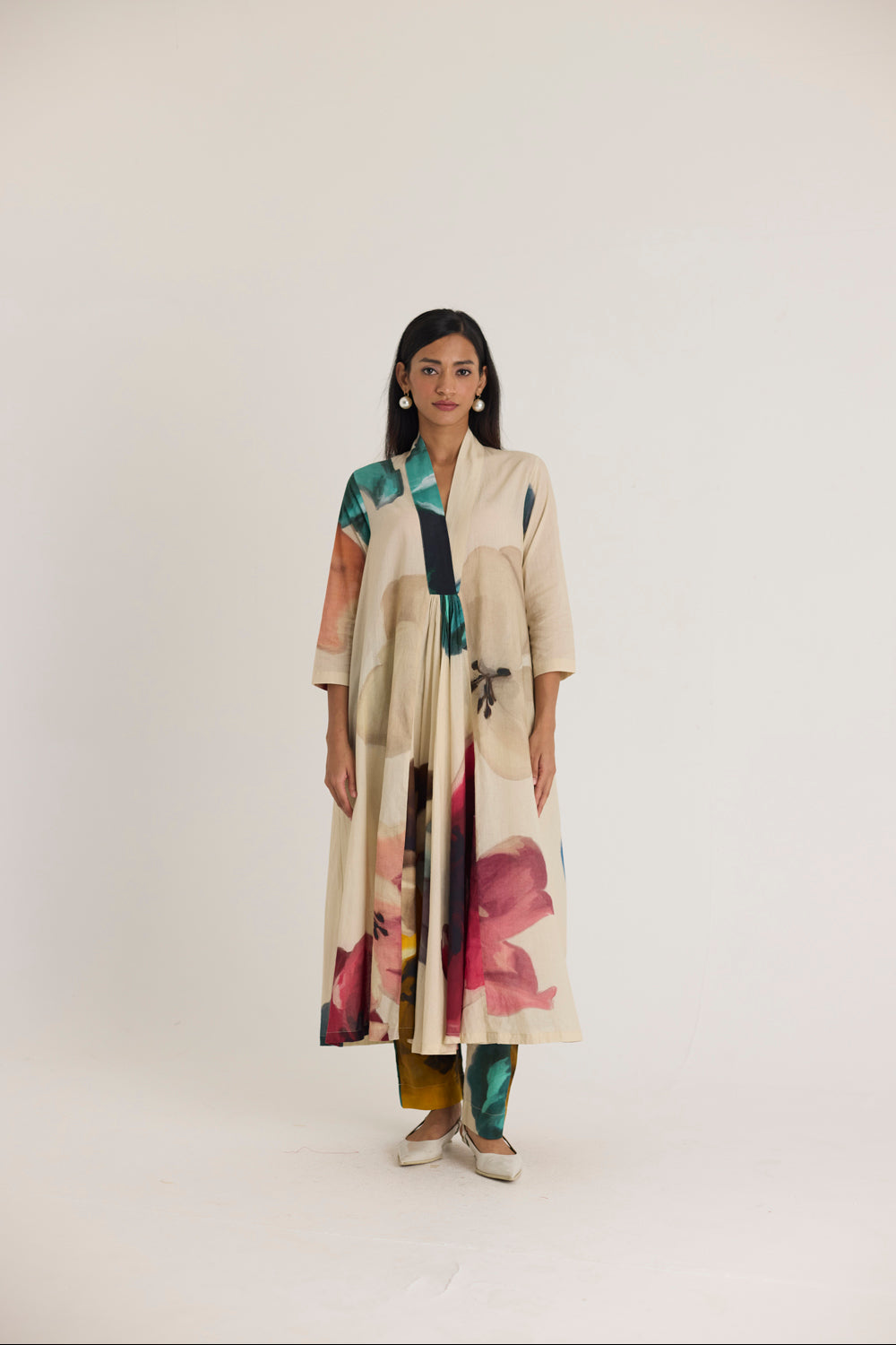 Lila Long V-Neck Kurta Set
