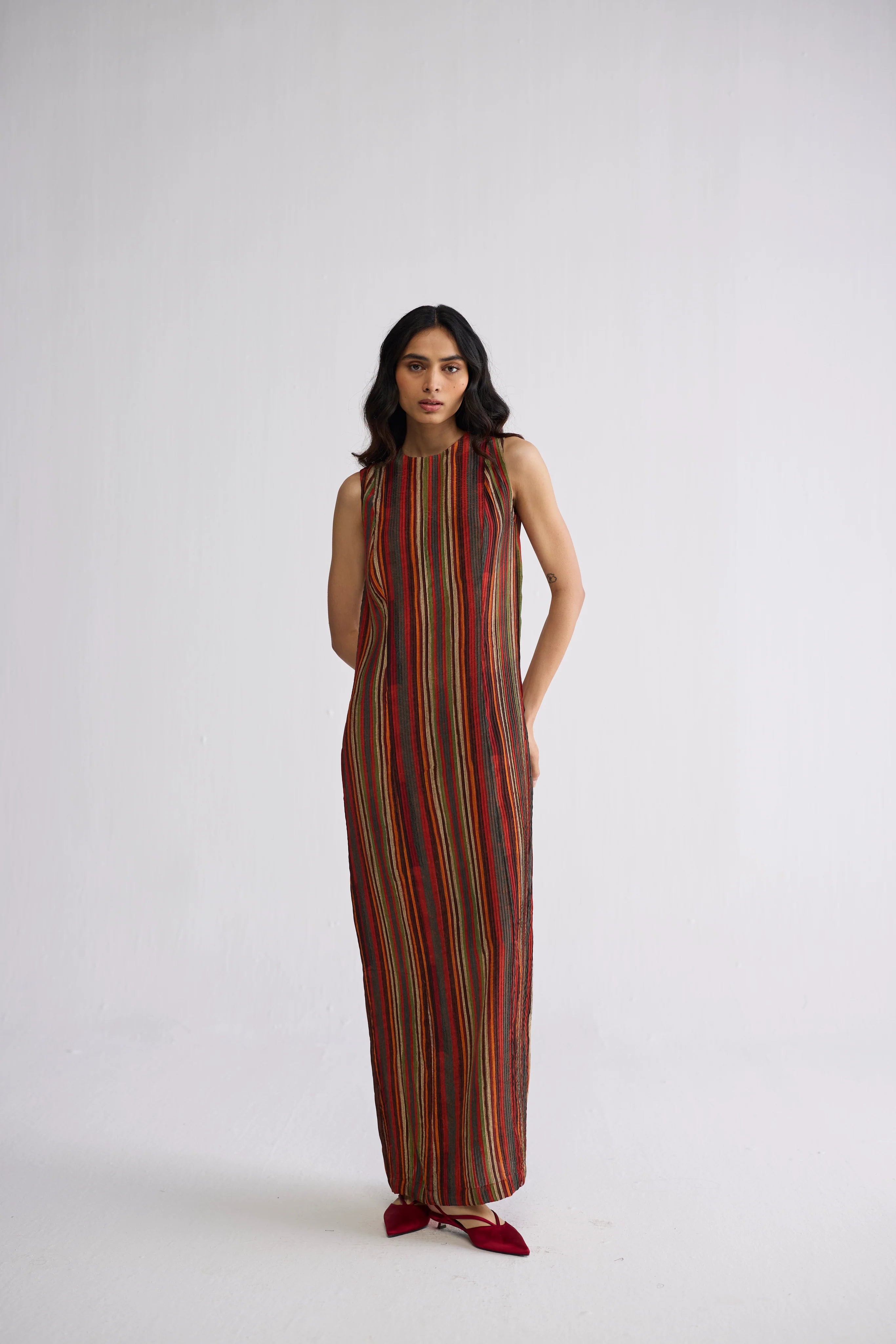 Jilian Crepe Pintucks Dress