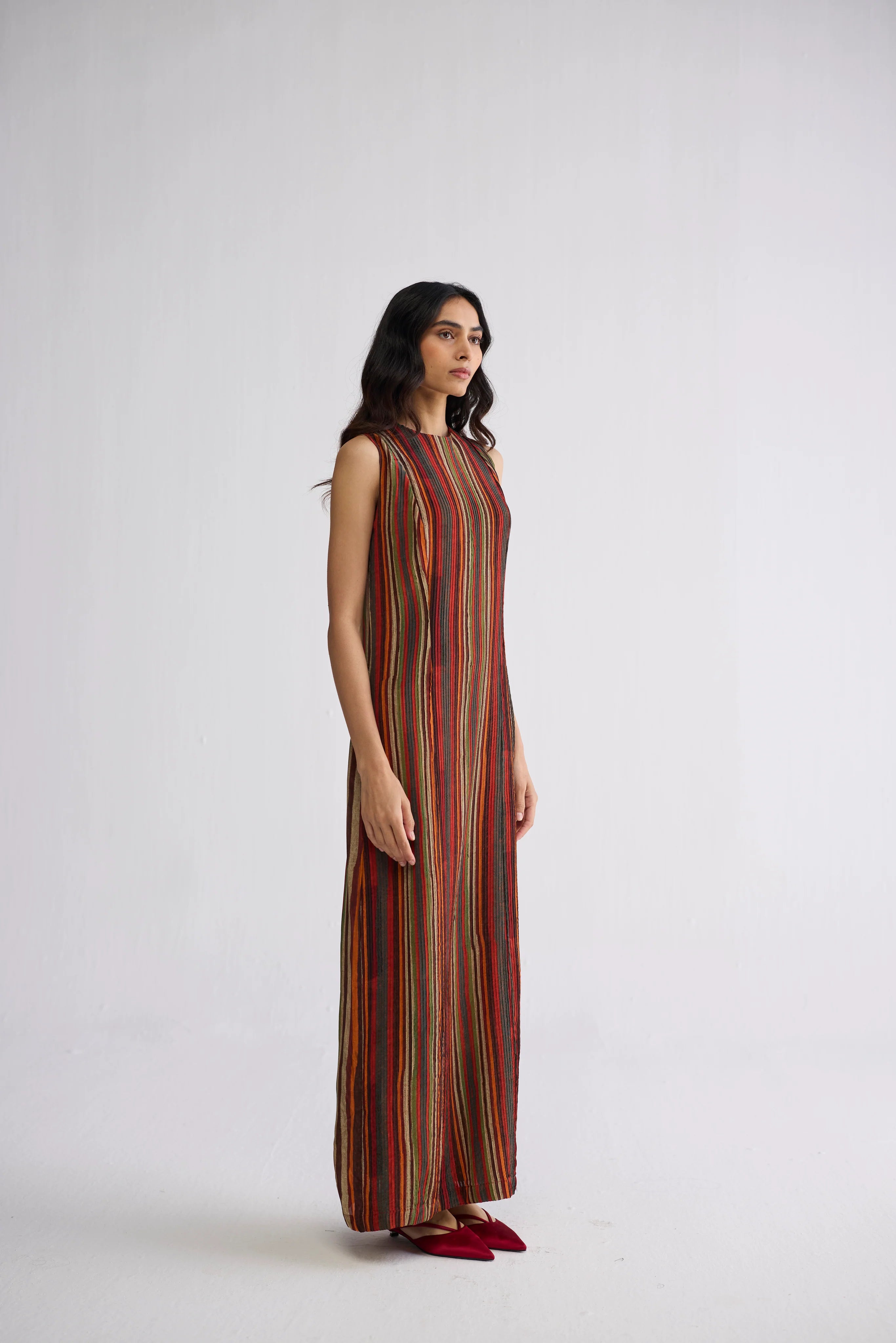 Jilian Crepe Pintucks Dress