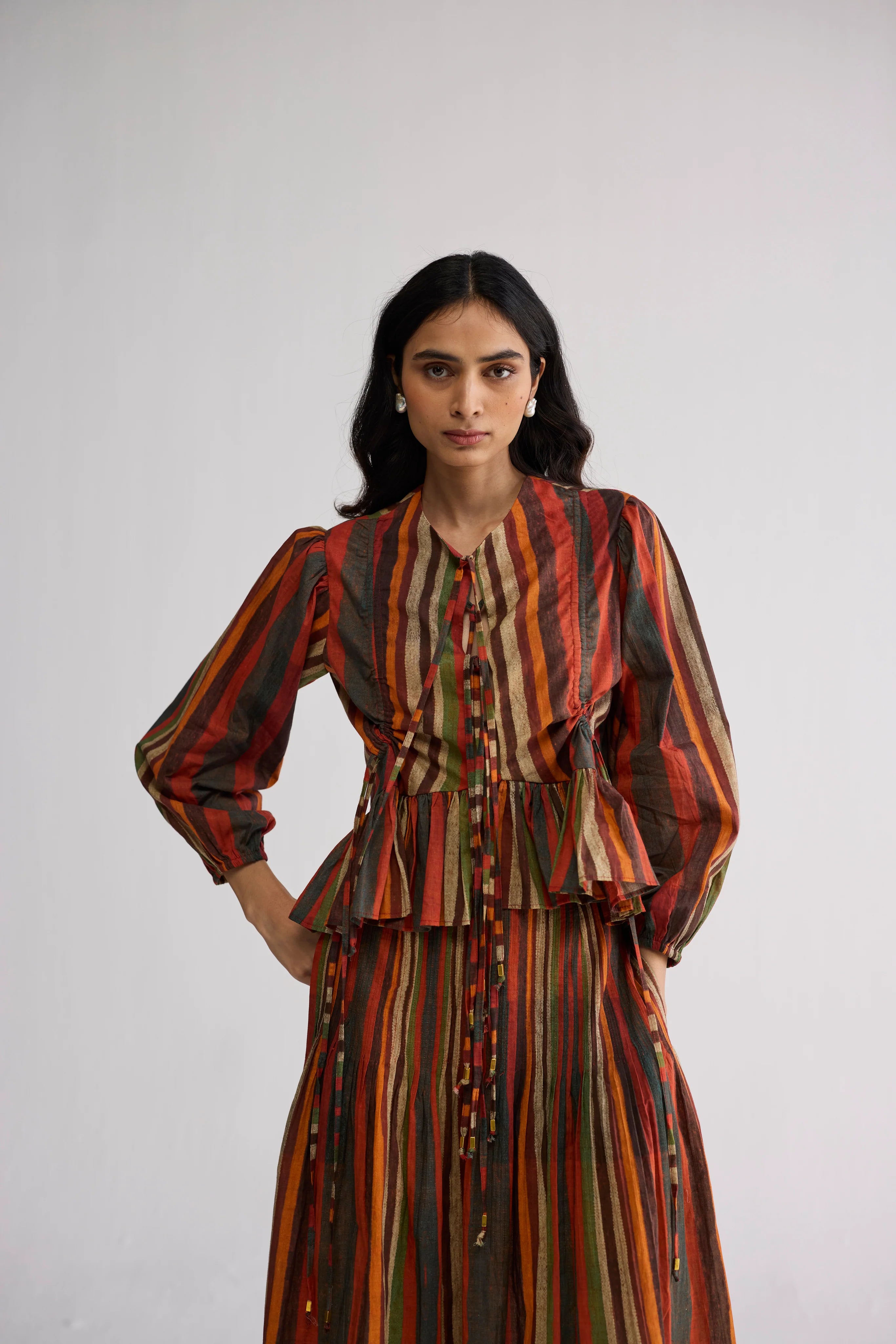 Jilian Top & Pintucks Skirt Set
