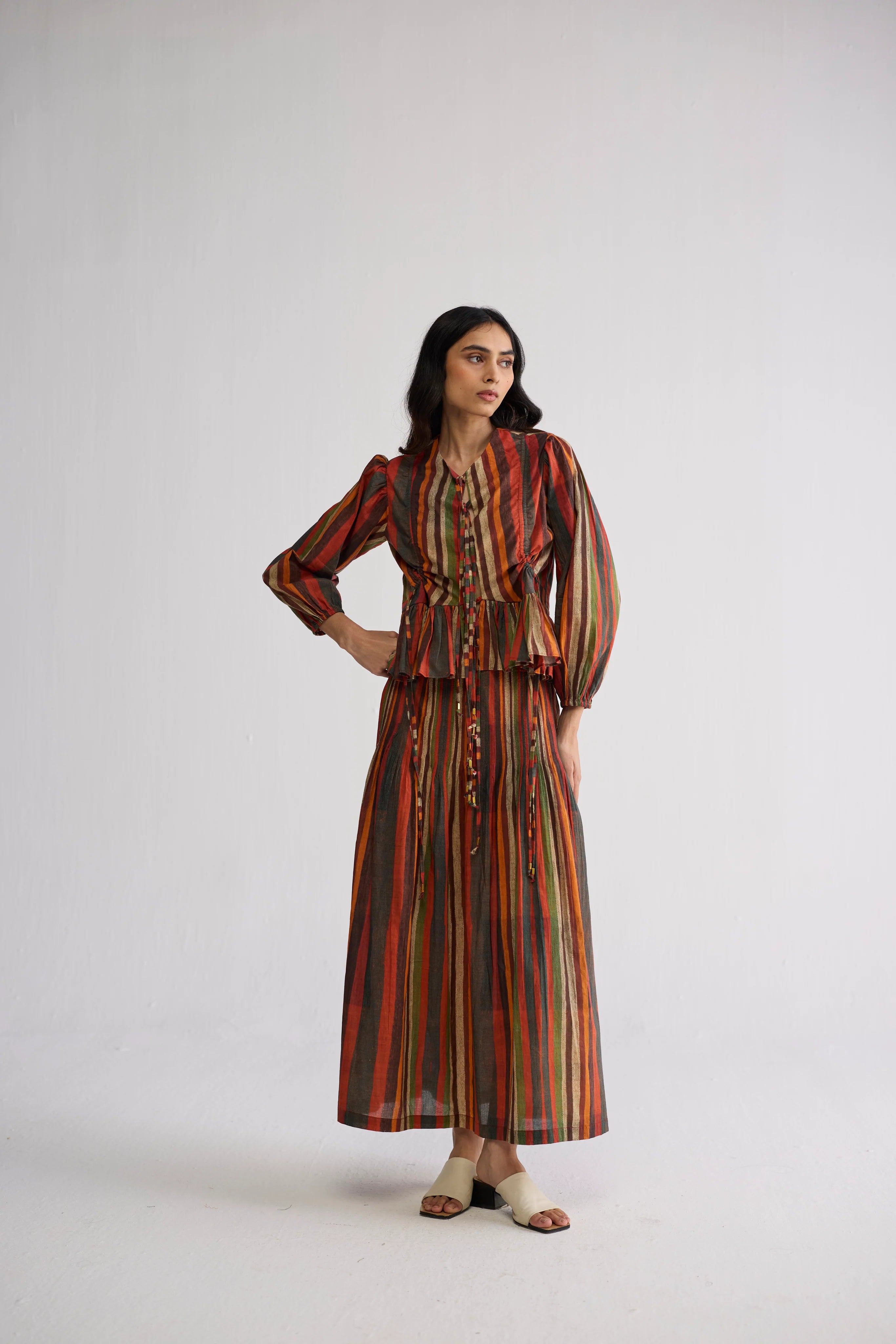 Jilian Top & Pintucks Skirt Set
