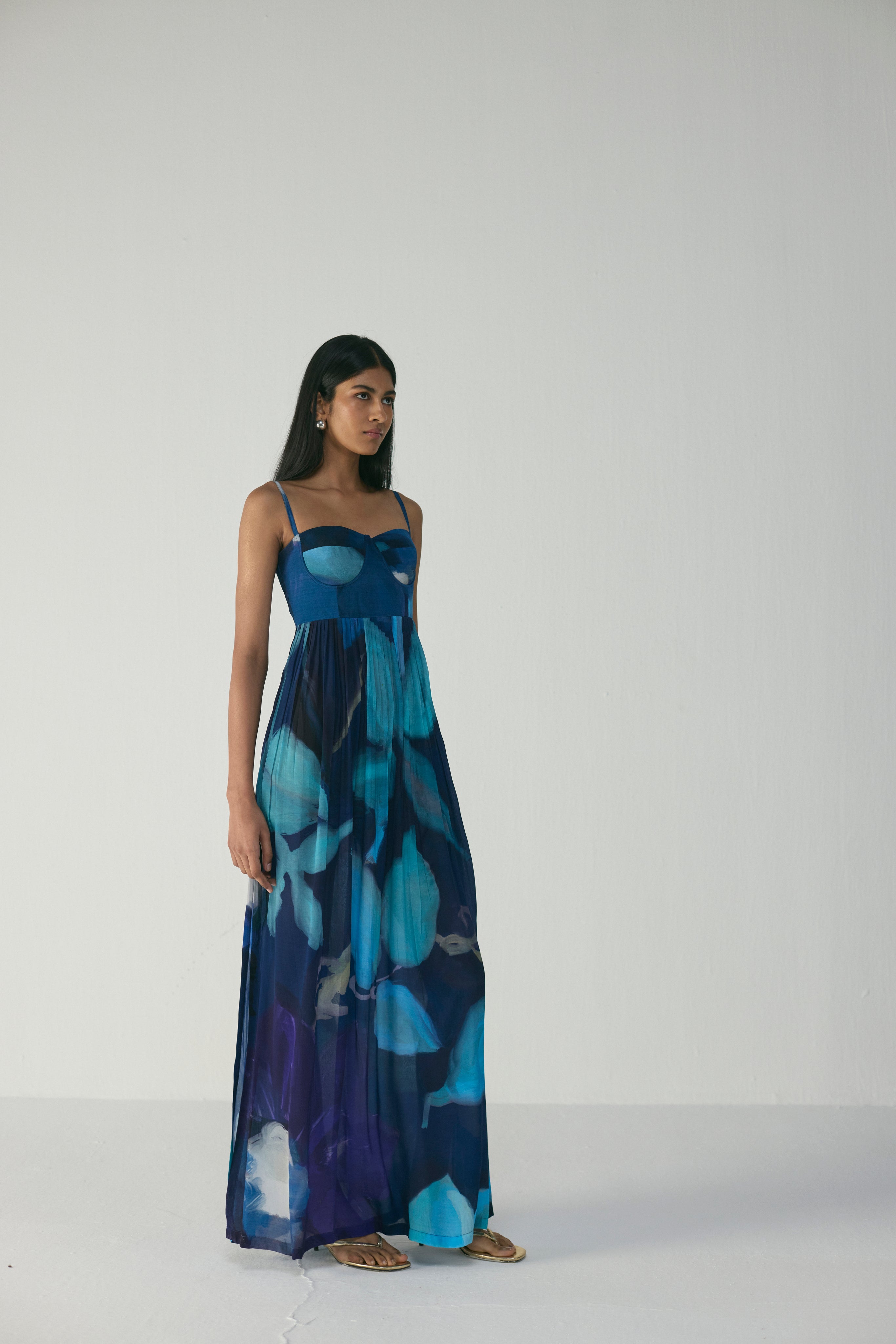 Blue Lagoon Crepe Bralette Dress