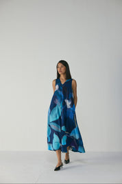 Blue Lagoon V Neck Dress