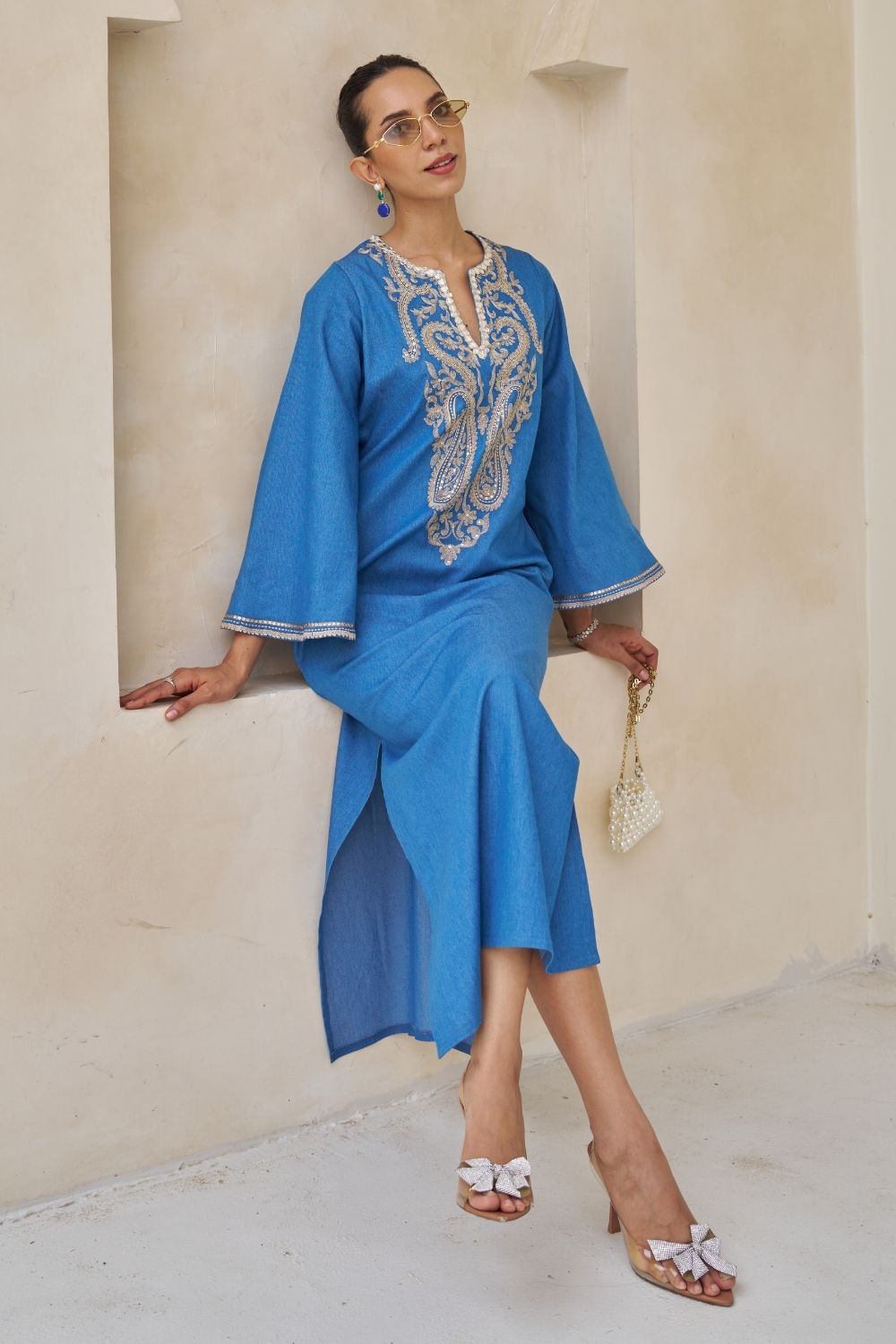 Azura Embroidered Kaftan With Pants Set