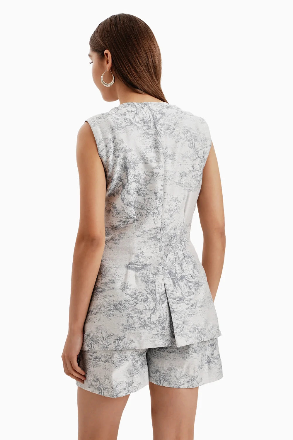 Blue Grey Silk Jacquard Set