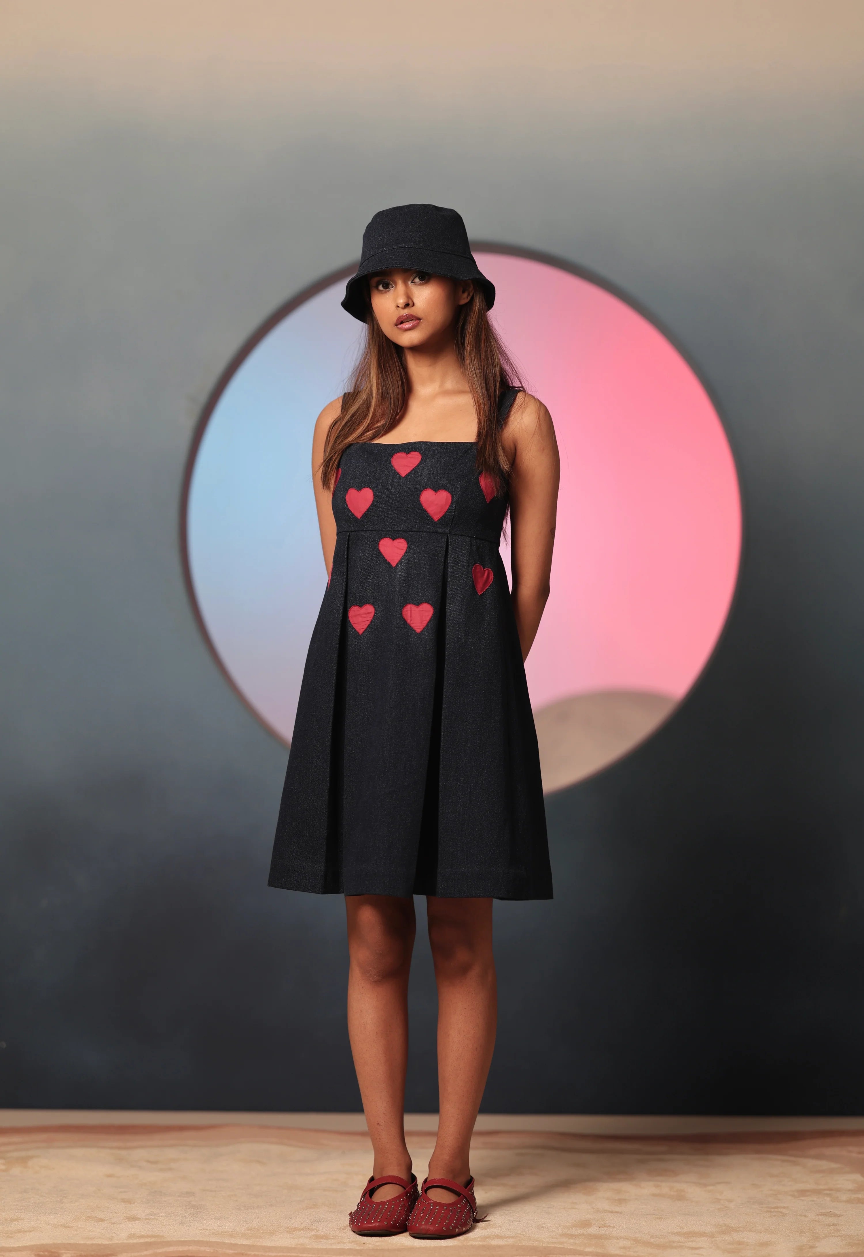 Little Hearts Denim Mini Dress