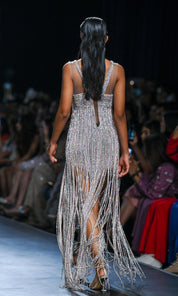 Arietta Silver Tasseled Dress