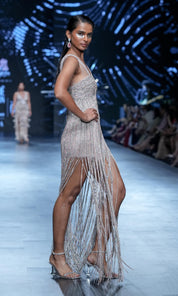 Arietta Silver Tasseled Dress