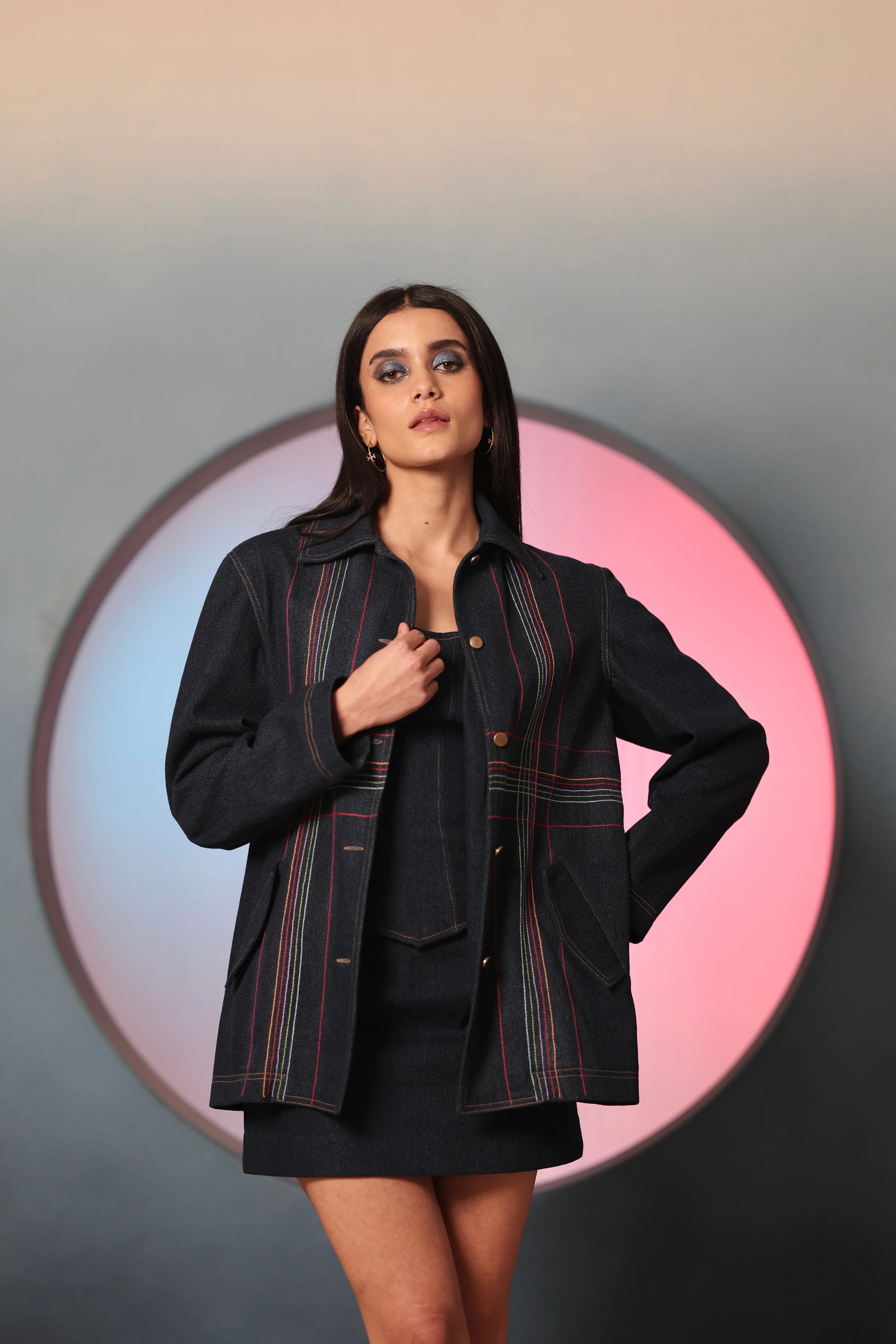 Starlit Galaxy Oversized Denim Jacket