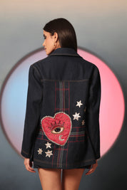 Starlit Galaxy Oversized Denim Jacket