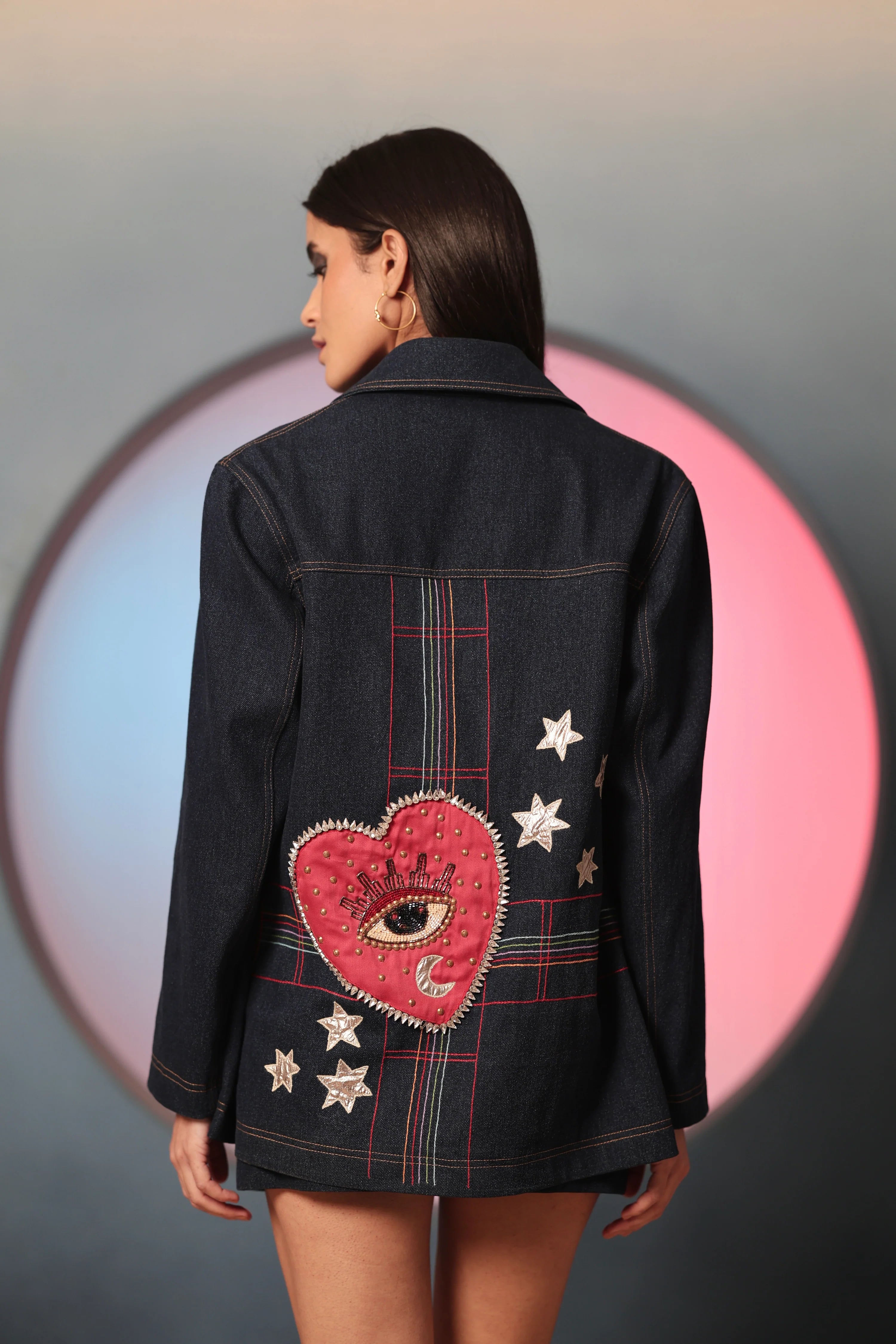 Starlit Galaxy Oversized Denim Jacket