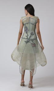 Pastel Green 3D Panelled Designer Dress