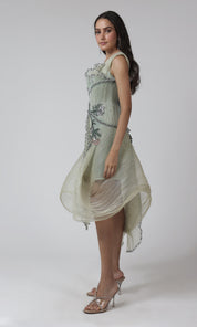 Pastel Green 3D Panelled Designer Dress