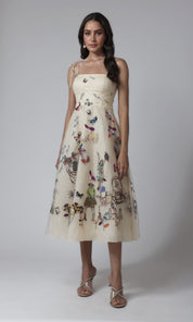 Ivory Embroidered Midi Dress