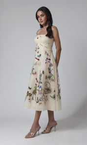 Ivory Embroidered Midi Dress
