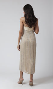 Beige Strapless Midi