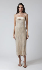 Beige Strapless Midi