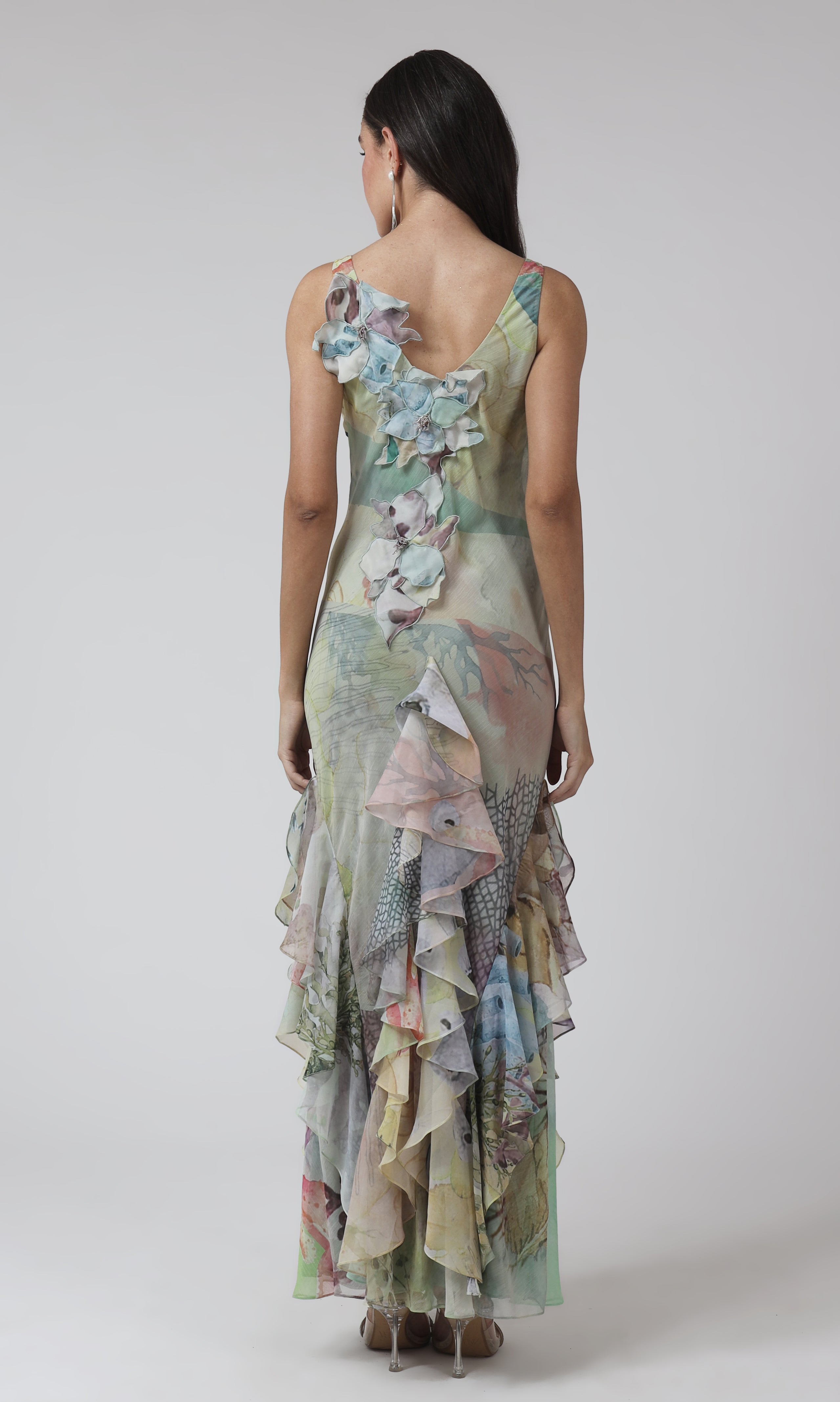 Floral Ruffle Gown