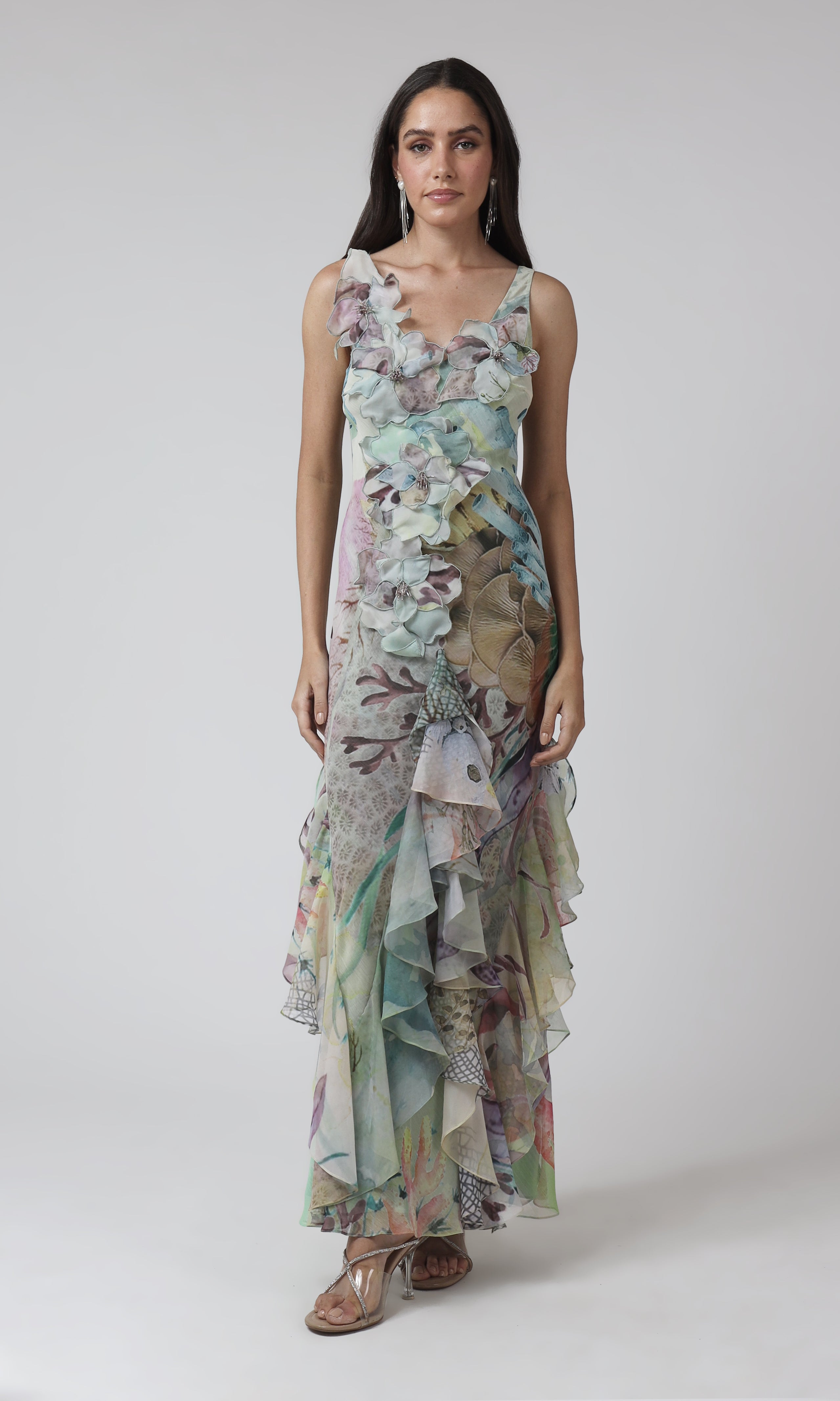 Floral Ruffle Gown