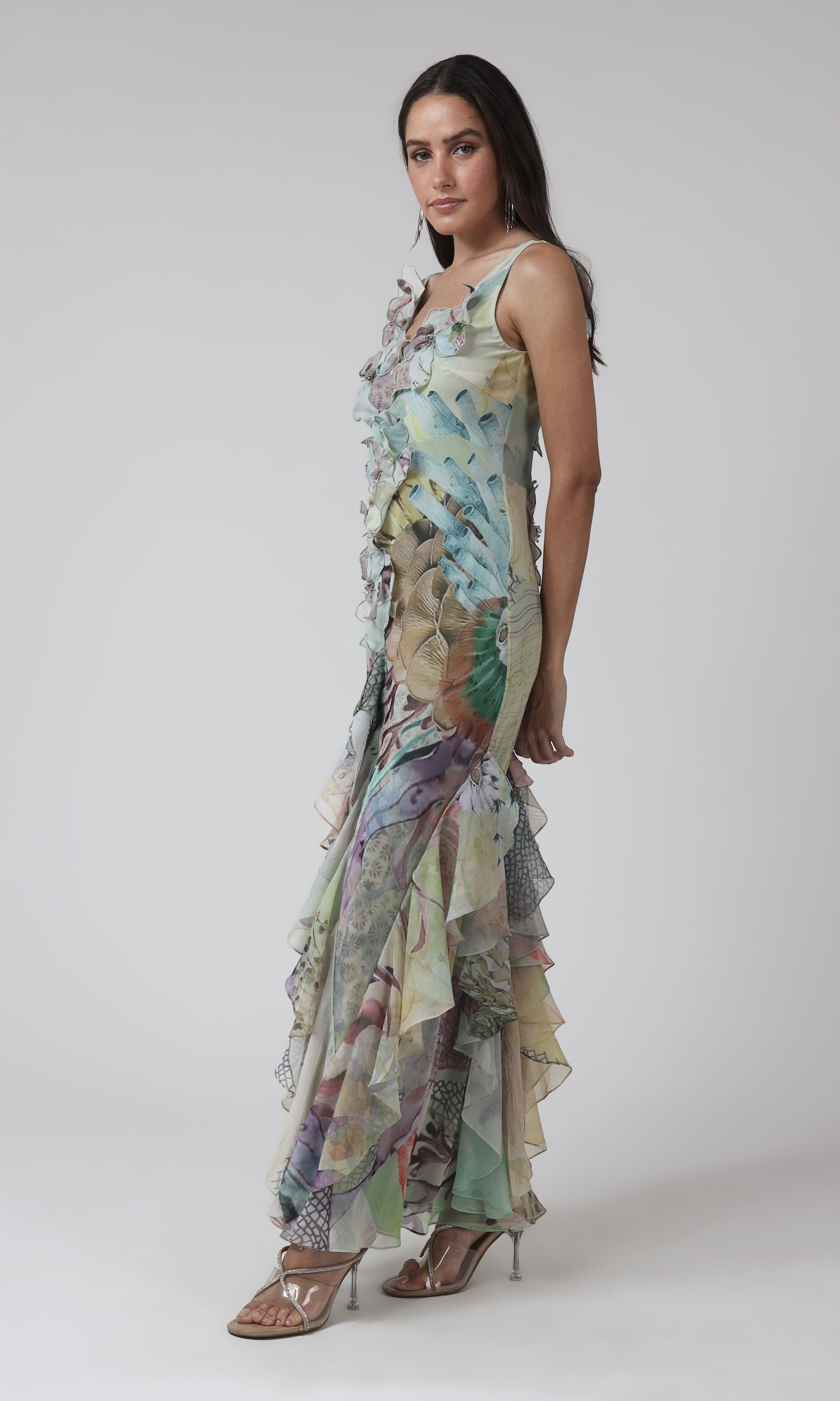 Floral Ruffle Gown