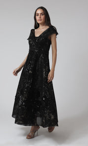 Noir Luminé Wrap Maxi Dress